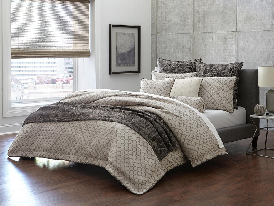 AICO Paragon 9-pc Queen Comforter Set in Taupe - Furniture Land (Milwaukee, WI)