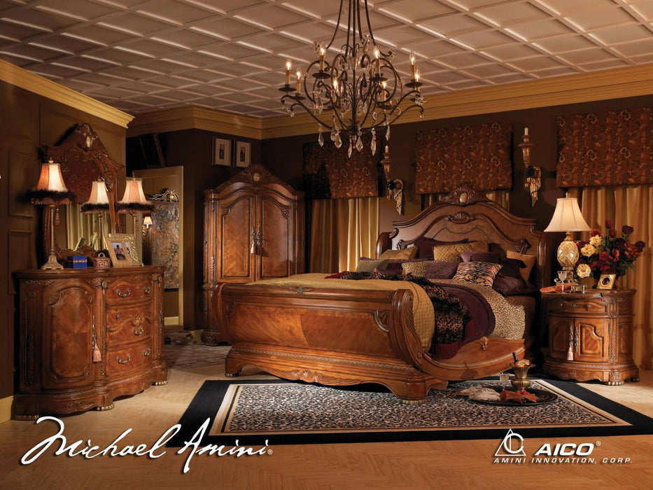 Cortina Leather Bedside Bench in Honey Walnut - Furniture Land (Milwaukee, WI)