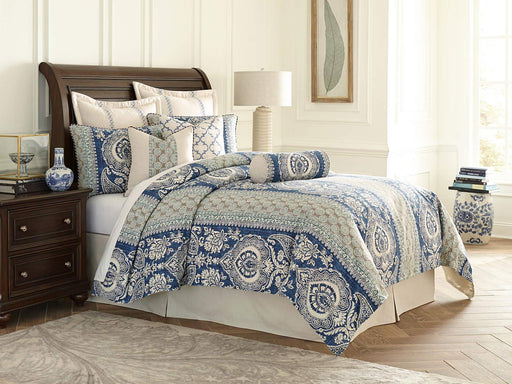 AICO Provence 9-pc Queen Duvet Set in Cadet - Furniture Land (Milwaukee, WI)