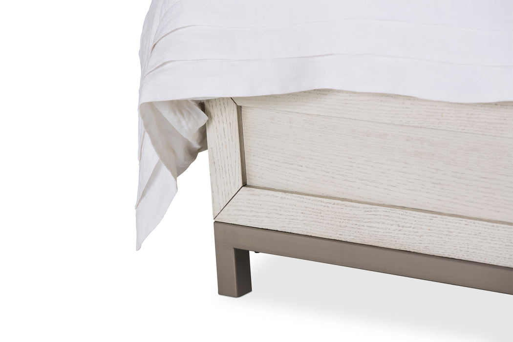 Menlo Station Queen Panel Bed w/ Fabric Insert in Eucalyptus - Furniture Land (Milwaukee, WI)