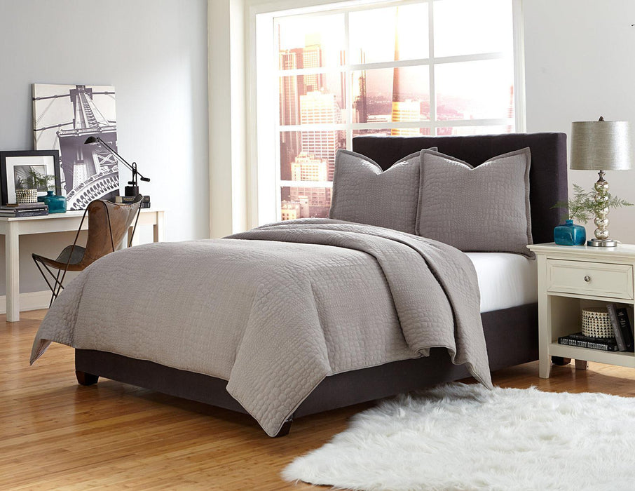 Trent 3-pc Queen Coverlet/Duvet Set in Gray - Furniture Land (Milwaukee, WI)