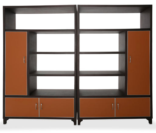 21 Cosmopolitan 2pc Bookcase in Umber/Orange - Furniture Land (Milwaukee, WI)