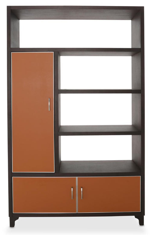 21 Cosmopolitan Left Bookcase in Umber/Orange - Furniture Land (Milwaukee, WI)