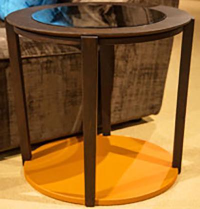 21 Cosmopolitan Round End Table in Umber/Orange - Furniture Land (Milwaukee, WI)