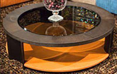21 Cosmopolitan Round Cocktail Table in Umber/Orange - Furniture Land (Milwaukee, WI)