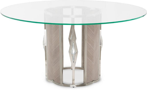 Camden Court Round 60" Glass Dining Table in Pearl - Furniture Land (Milwaukee, WI)