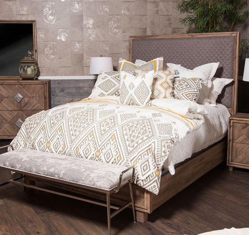 Hudson Ferry California King Panel Bed in Driftwood (Gray Fabric) - Furniture Land (Milwaukee, WI)