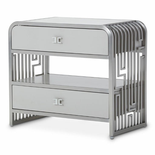 Roxbury Park 2 Drawer Nightstand in Stainless Steel - Furniture Land (Milwaukee, WI)