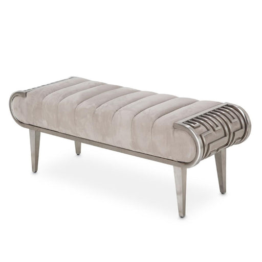Roxbury Park Channel Tufted Bed Bench in Stainless Steel - Furniture Land (Milwaukee, WI)