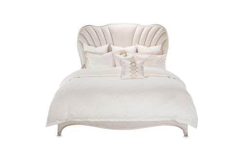 London Place Cal King Upholstered Panel Bed in Creamy Pearl - Furniture Land (Milwaukee, WI)