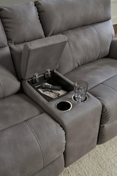 Next-Gen DuraPella Power Reclining Sectional Loveseat with Console - Furniture Land (Milwaukee, WI)