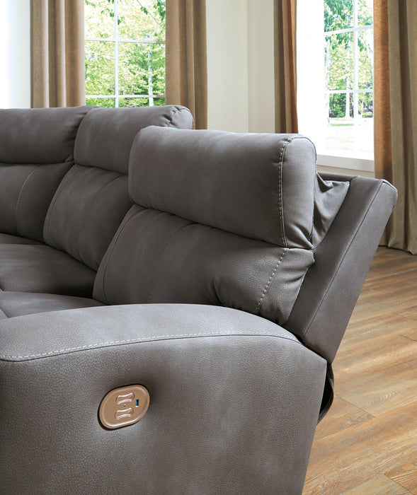 Next-Gen DuraPella Power Reclining Sectional Loveseat with Console - Furniture Land (Milwaukee, WI)