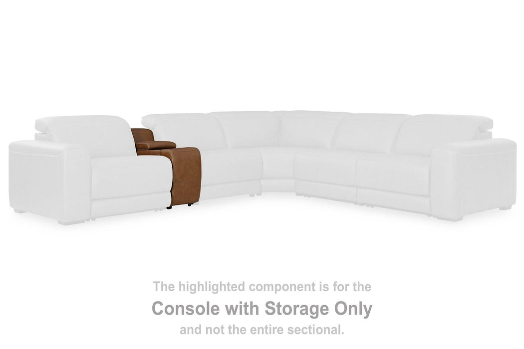 Magic Man Power Reclining Sectional with Console - Furniture Land (Milwaukee, WI)