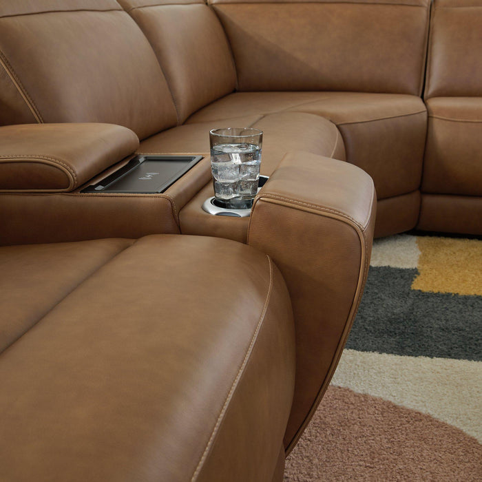 Magic Man Power Reclining Sectional with Console - Furniture Land (Milwaukee, WI)