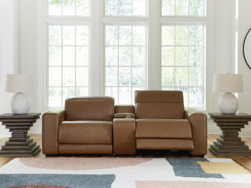Magic Man Power Reclining Sectional Loveseat with Console - Furniture Land (Milwaukee, WI)
