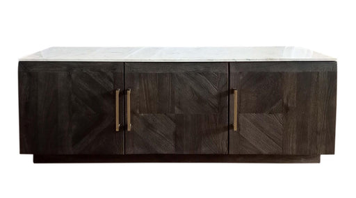 Dennis 3-door Marble Top Dining Sideboard Server White and Tobacco Grey - Furniture Land (Milwaukee, WI)