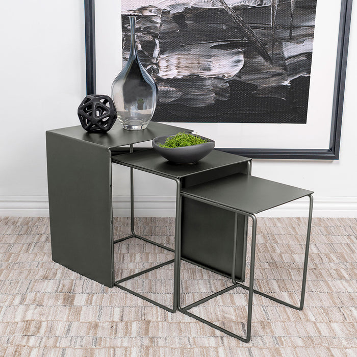 Imez 3-piece Rectangular Metal Nesting Table Grey - Furniture Land (Milwaukee, WI)