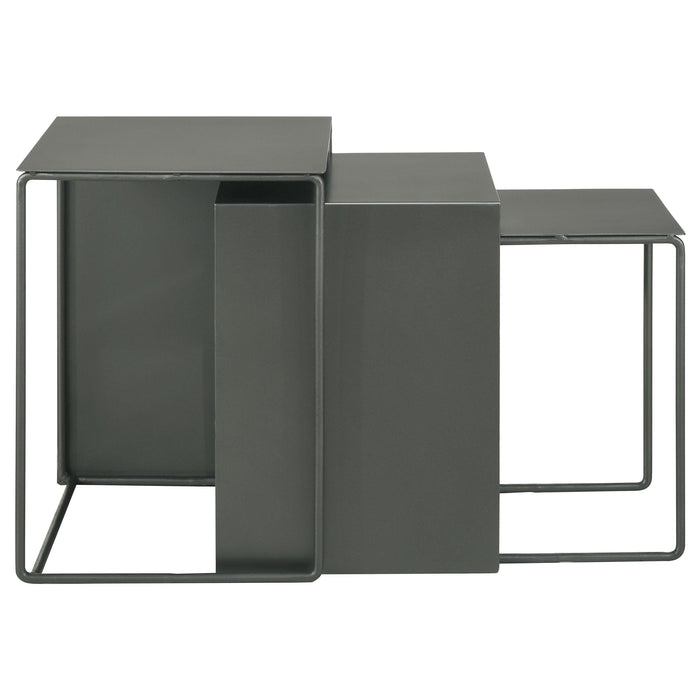 Imez 3-piece Rectangular Metal Nesting Table Grey - Furniture Land (Milwaukee, WI)