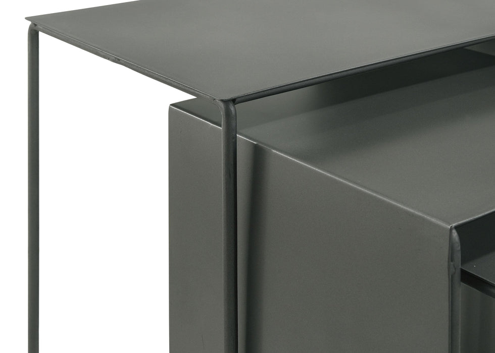 Imez 3-piece Rectangular Metal Nesting Table Grey - Furniture Land (Milwaukee, WI)
