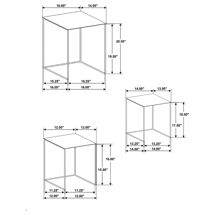 Imez 3-piece Rectangular Metal Nesting Table Grey - Furniture Land (Milwaukee, WI)