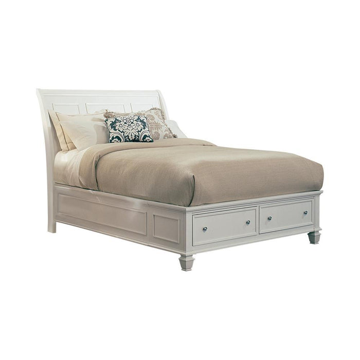 Sandy Beach Queen & E.King Panel Bed with High Headboard Black & White - Furniture Land (Milwaukee, WI)