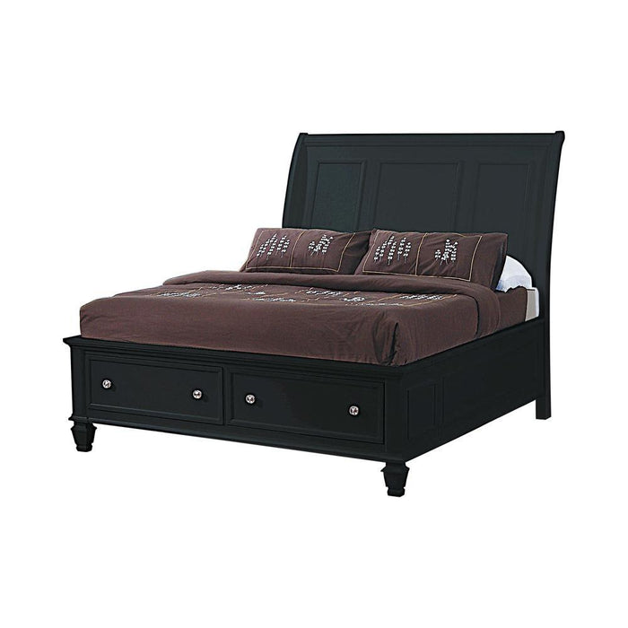 Sandy Beach Queen & E.King Storage Sleigh Bed Black & White - Furniture Land (Milwaukee, WI)