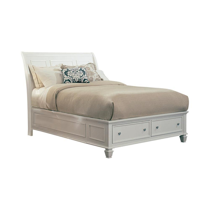 Sandy Beach Queen & E.King Storage Sleigh Bed Black & White - Furniture Land (Milwaukee, WI)