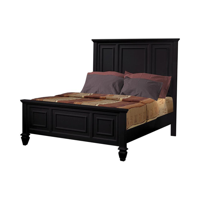 Sandy Beach Queen & E.King Panel Bed with High Headboard Black & White - Furniture Land (Milwaukee, WI)
