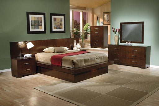 Jessica Eastern King & Queen Platform Bed with Rail Seating Cappuccino - Furniture Land (Milwaukee, WI)