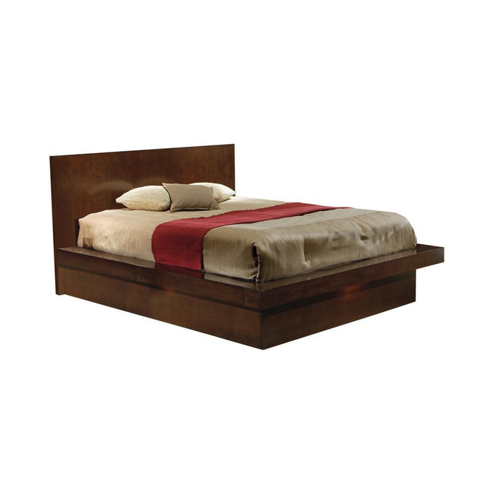 Jessica Eastern King & Queen Platform Bed with Rail Seating Cappuccino - Furniture Land (Milwaukee, WI)