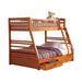 Ashton Twin Over Full 2-drawer Bunk Bed Cappuccino, White, Navy, Honey, & Brown - Furniture Land (Milwaukee, WI)