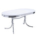 Retro Oval Dining Table Glossy White and Chrome - Furniture Land (Milwaukee, WI)