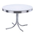 Retro Round Dining Table Glossy White and Chrome - Furniture Land (Milwaukee, WI)