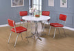Retro Round Dining Table Glossy White and Chrome - Furniture Land (Milwaukee, WI)