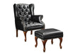 Roberts Button Tufted Back Accent Chair with Ottoman Black and Espresso - Furniture Land (Milwaukee, WI)
