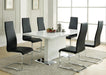 Anges T-shaped Pedestal Dining Table Glossy White - Furniture Land (Milwaukee, WI)