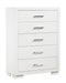 Jessica 5-drawer Chest White - Furniture Land (Milwaukee, WI)