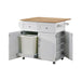 Jalen 3-door Kitchen Cart with Casters Natural Brown and White - Furniture Land (Milwaukee, WI)