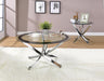 Brooke Glass Top Coffee Table Chrome and Black - Furniture Land (Milwaukee, WI)