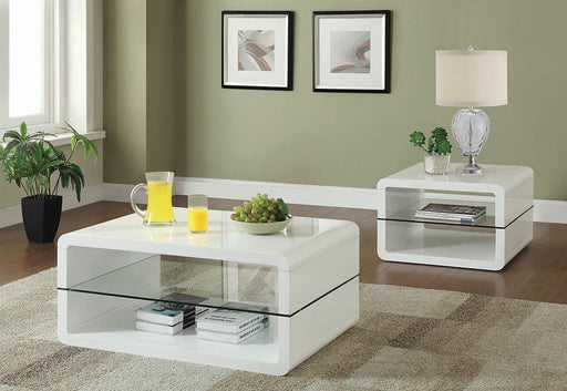 Elana Square 2-shelf End Table Glossy White - Furniture Land (Milwaukee, WI)