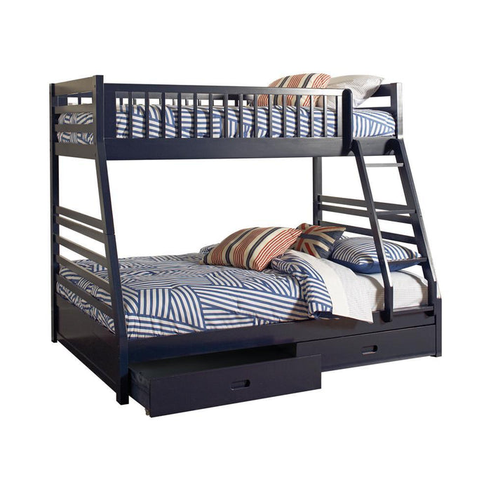 Ashton Twin Over Full 2-drawer Bunk Bed Cappuccino, White, Navy, Honey, & Brown - Furniture Land (Milwaukee, WI)