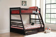 Ashton Twin Over Full 2-drawer Bunk Bed Cappuccino, White, Navy, Honey, & Brown - Furniture Land (Milwaukee, WI)