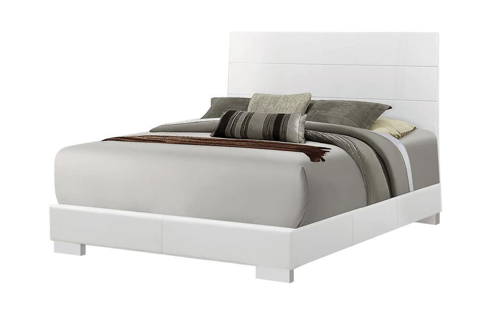 Felicity Eastern King, Queen, & Cal.King Panel Bed Glossy White - Furniture Land (Milwaukee, WI)