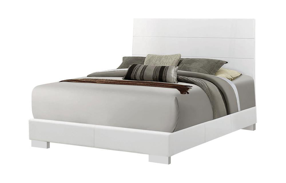 Felicity Eastern King, Queen, & Cal.King Panel Bed Glossy White - Furniture Land (Milwaukee, WI)