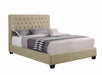 Chloe Tufted Upholstered Eastern King Bed Oatmeal - Furniture Land (Milwaukee, WI)