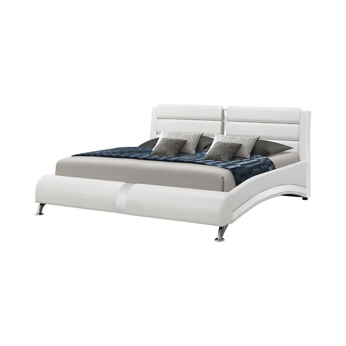 Jeremaine California King, E.King, & Queen Upholstered Bed White - Furniture Land (Milwaukee, WI)