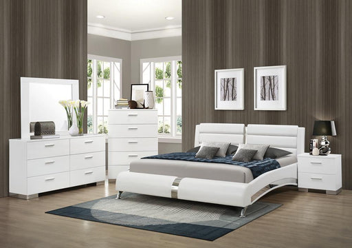 Jeremaine California King, E.King, & Queen Upholstered Bed White - Furniture Land (Milwaukee, WI)