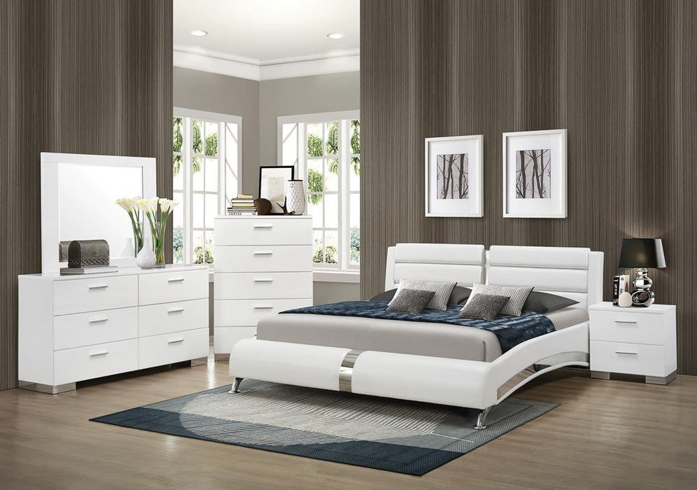 Jeremaine California King, E.King, & Queen Upholstered Bed White - Furniture Land (Milwaukee, WI)