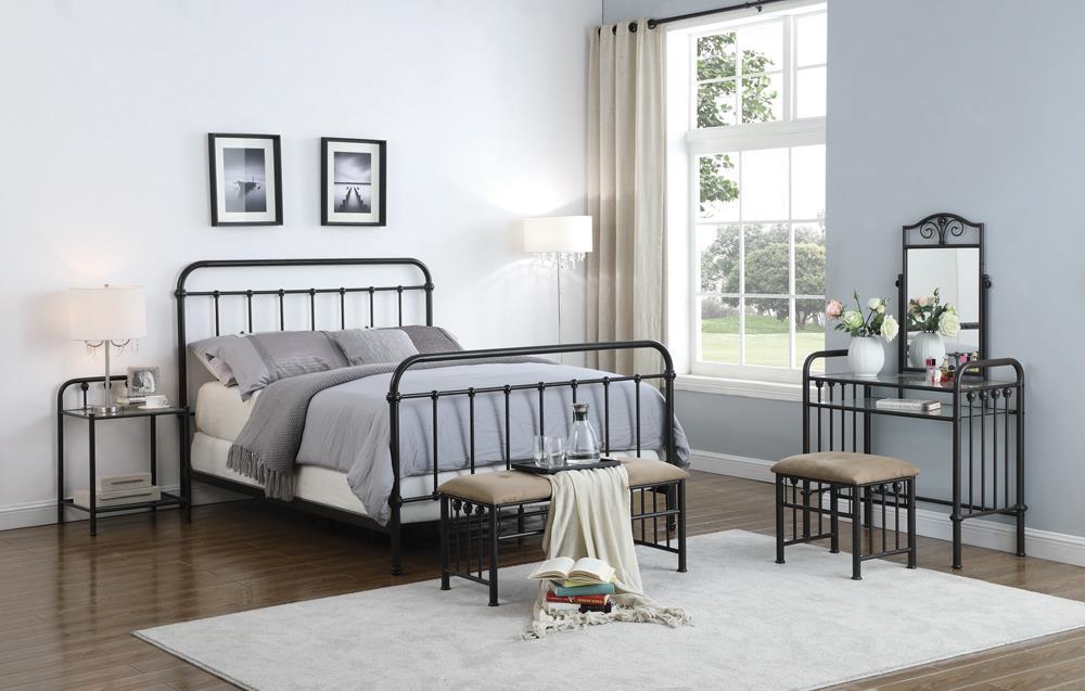 Livingston California King, E.King, & Queen Panel Metal Bed Dark Bronze - Furniture Land (Milwaukee, WI)