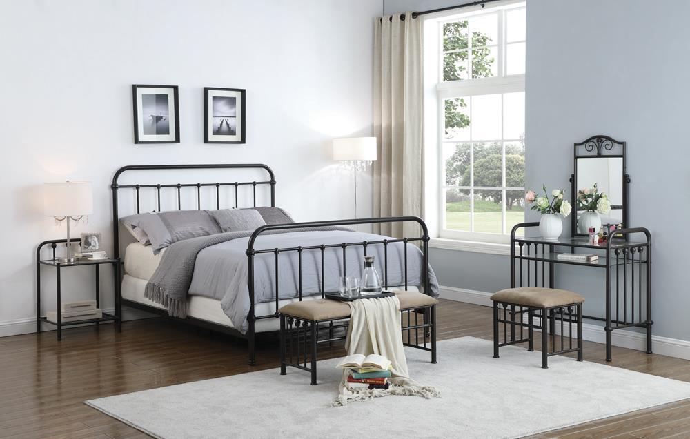 Livingston California King, E.King, & Queen Panel Metal Bed Dark Bronze - Furniture Land (Milwaukee, WI)
